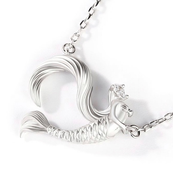 "DANCING BY THE MOONLIGHT" MERMAID STERLING SILVER NECKLACE - Picture 3 of 4